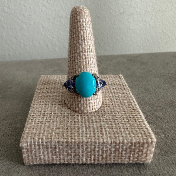 Turquoise, Tanzanite and CZ Ring by Colleen Lopez - Picture 1 of 9